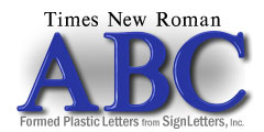 Times New Roman Formed Plastic Letters